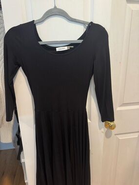 Calvin Klein Black Long Sleeve Fit-and-Flare Midi Dress